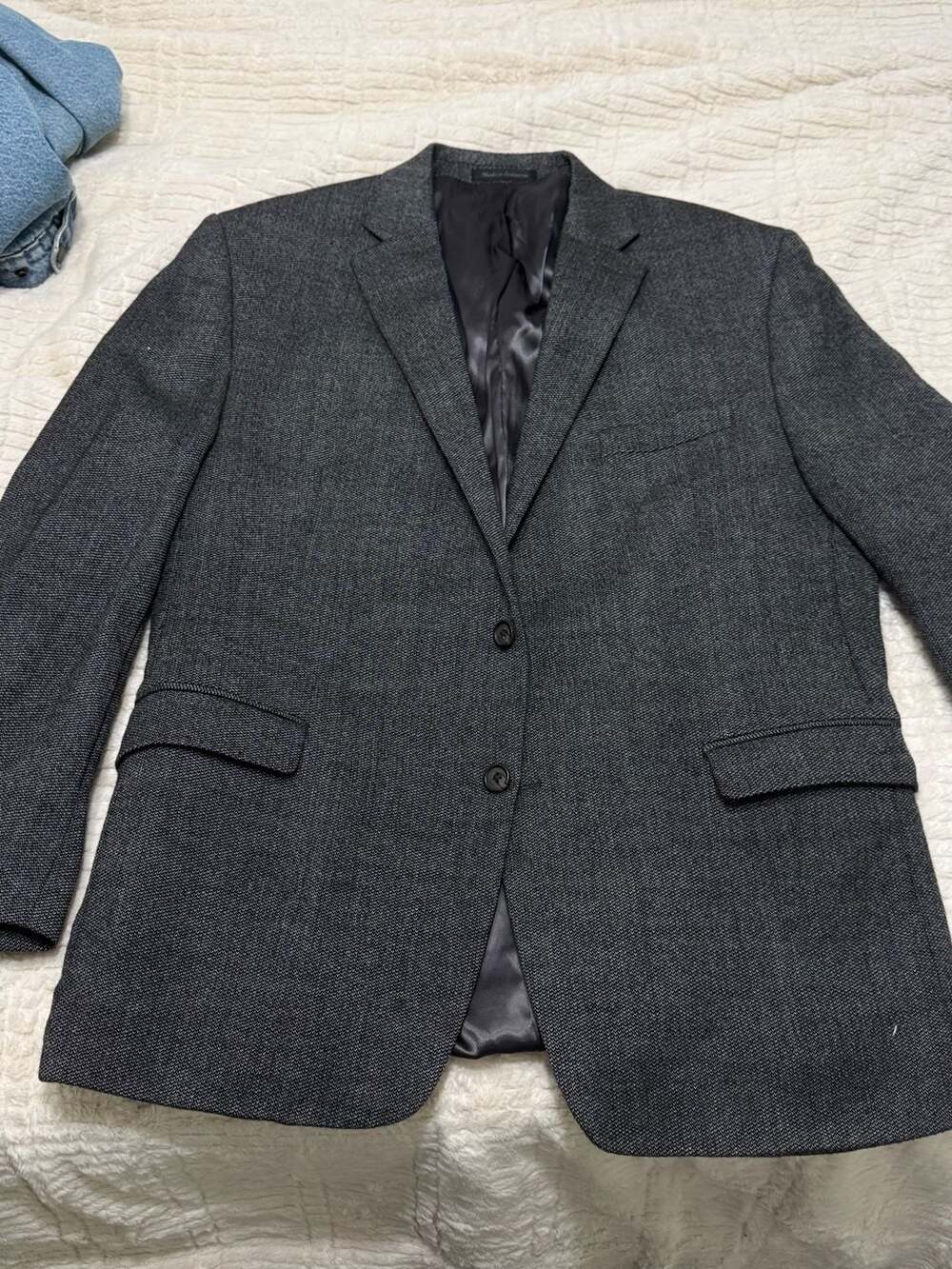 Lauren Ralph Lauren Blazer Size 44R Gray Wool Herringbone Sport Coat